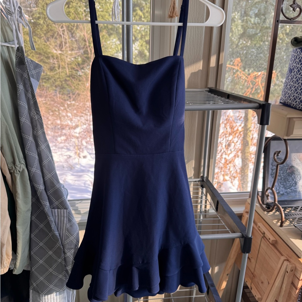 Navy Blue backless Dress